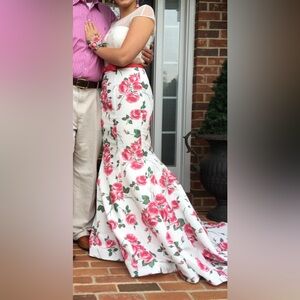 Sherri Hill Floral Prom Dress - White and Pink